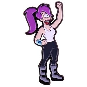 Futurama Leela Enamel Pin, Futurama 1999 Sitcom Cartoon Enamel Metal Pin